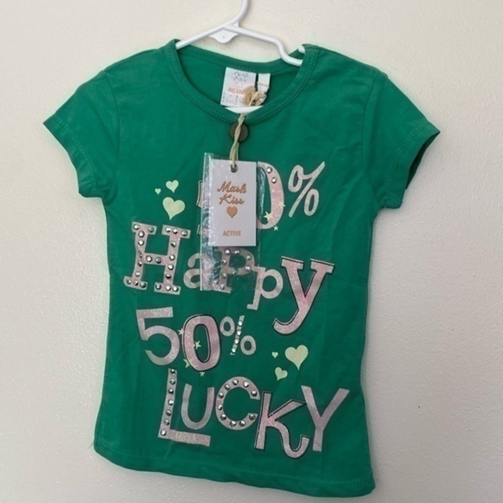 Mash kiss Active short sleeve 50% happy 50% lucky bling shirt 4